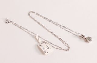 18ct White Gold Necklace with 18ct Diamond Pendant 0.25ct - The Diamond dropper hosts seven