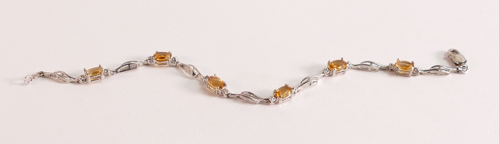 Citrine & Diamond Classic Tennis Bracelet in 9ct White Gold - seven citrines, grade AAA, total 3. - Image 2 of 3