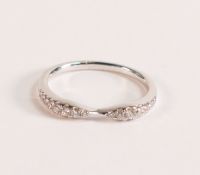 ROX 18ct White Gold Diamond Bow Stacking Ring, approx carat weight is 0.20ct, ring size M, weight
