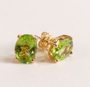18ct Gold Peridot Earrings. The 18ct Yellow Gold earrings are stamped 750. 18ct Gold earring backs