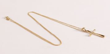 10ct Gold Cross and Chain - The cross is 10ct Yellow Gold and is stamped 10KCG, the cross measures