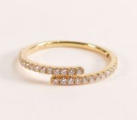 ROX 18ct Yellow Gold Diamond Cross Over Ring, twenty eight brilliant cut sparkly white diamonds,