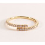 ROX 18ct Yellow Gold Diamond Cross Over Ring, twenty eight brilliant cut sparkly white diamonds,