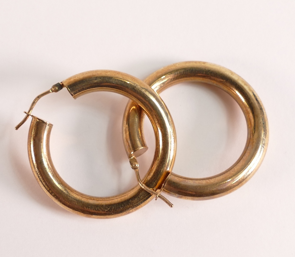 9ct Yellow Gold Hoop Earrings, hallmarked 375. Size of earring 34mm by 35mm. Weight: 3.4 grams. - Image 2 of 2