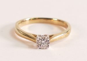 9ct Illusion Set Diamond 0.10ct Ring The brilliant cut diamond measures approx 2.8mm, it is illusion