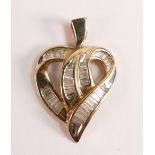 1.00ct Emerald Cut Diamond Heart Pendent in 9ct Yellow Gold Total Diamond carat weight â€“ 1.