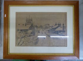 Local Artist, A Signed Etching titled 'Winter Leek'. Framed Behind Glass. Size incl frame, Height: