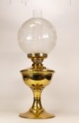 Lampe-National Rd.155641 Brass Oil Lamp with Duplex Burner. Frosted Glass Shade with Laurel