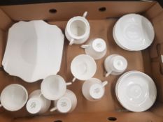 A Collection of Shelley & Shelley Grosvenor white ware consisting of 8 cups, 10 saucers, sugar