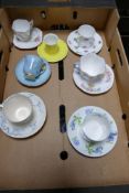 A selection of Wileman & Shelley tea and coffee cups and saucers, consisting of Dainty, Queen