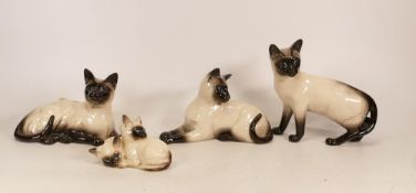 Four Beswick Figures of Siamese Cats and Kittens. (4)