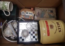 A mixed collection of items to include a Bells Whisky ice bucket, Wedgwood Sarah pattern small