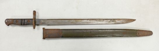 An American WW1 Remington 1913 Pattern Bayonet with Sheath. Blade, handle and sheath are in