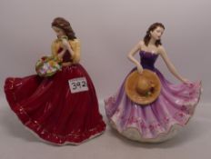 Royal Doulton Figures Charlotte HN5382 together with Carolyn HN5405 (2) Boxed with COA