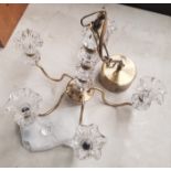 Modern 5 branch crystal and brass ceiling light, (Being sold to raise funds for Ukrainian