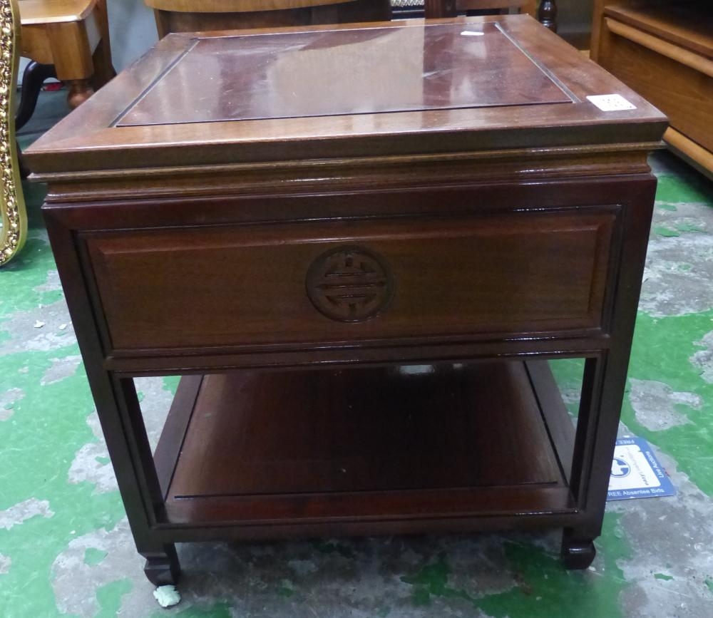 Vintage Hardwood side table with decorative single drawer