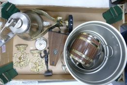 A Mixed Collection of Mostly Metalware to include a Wittner Metronom, Grolsch Beer Cooler, Two Brass