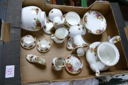 A Collection of Royal Albert Old Country Rose patterned 2nds items to include teapot, vases,