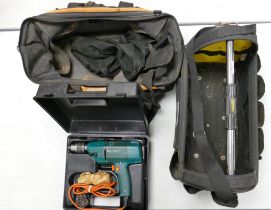 Two Joiners Tool Bags together with a black and decker drill (3)