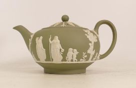 Wedgwood Sage Green Jasperware Teapot. Height: 12cm