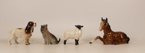 Four Ceramic Animal Figures to include Springer Spaniel 1754, Black Faced Lamb 1828, Brown Sitting