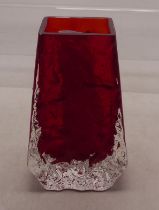 Whitefriars Coffin vase NO 9686 in Ruby, 13cm Height