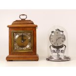 Boxed Elliot London brass face mantle clock by Garrard & Co, height 23.5cm together with smaller