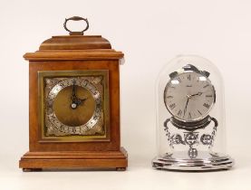 Boxed Elliot London brass face mantle clock by Garrard & Co, height 23.5cm together with smaller