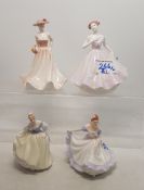 Two royal doulton small figures Ninette HN3215 together with Fair lady HN3216 together with Coalport