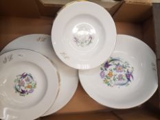 Limoges dinnerware items with Birds of Paradise decoration, consisting of 2 large serving dishes and