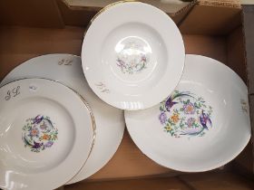 Limoges dinnerware items with Birds of Paradise decoration, consisting of 2 large serving dishes and