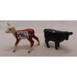 Beswick Hereford Calf together with An Aberdeen Angus Calf (restored)