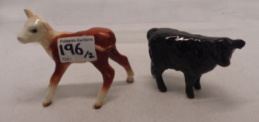 Beswick Hereford Calf together with An Aberdeen Angus Calf (restored)