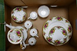 A collection of Royal Albert Old Country Rose Patterned items including 6 x dinner Plates, 4 side