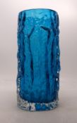 Whitefriars Large Bark Vase No. 9691 in Kingfisher Blue. Height: 23cm