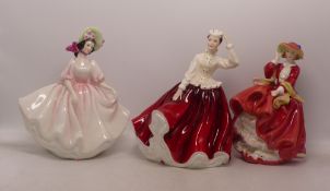 Three Royal Doulton Lady Figures to include Sunday Best HN2698, Gail HN2937, Top O' The Hill