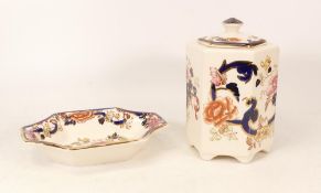 Two Items of Masons Ironstone Mandalay Pattern to include Lidded Pot and small Trinket Dish, chip