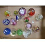 A collection of art glass paperweights (15).