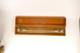 A Birmingham Made Brass Roling Parralel Rule in Fitted Wooden Case. Length: 48cm