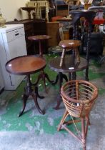 A Collection of Seven Wine Tables and Side Tables include one miniature rustic stool and a small