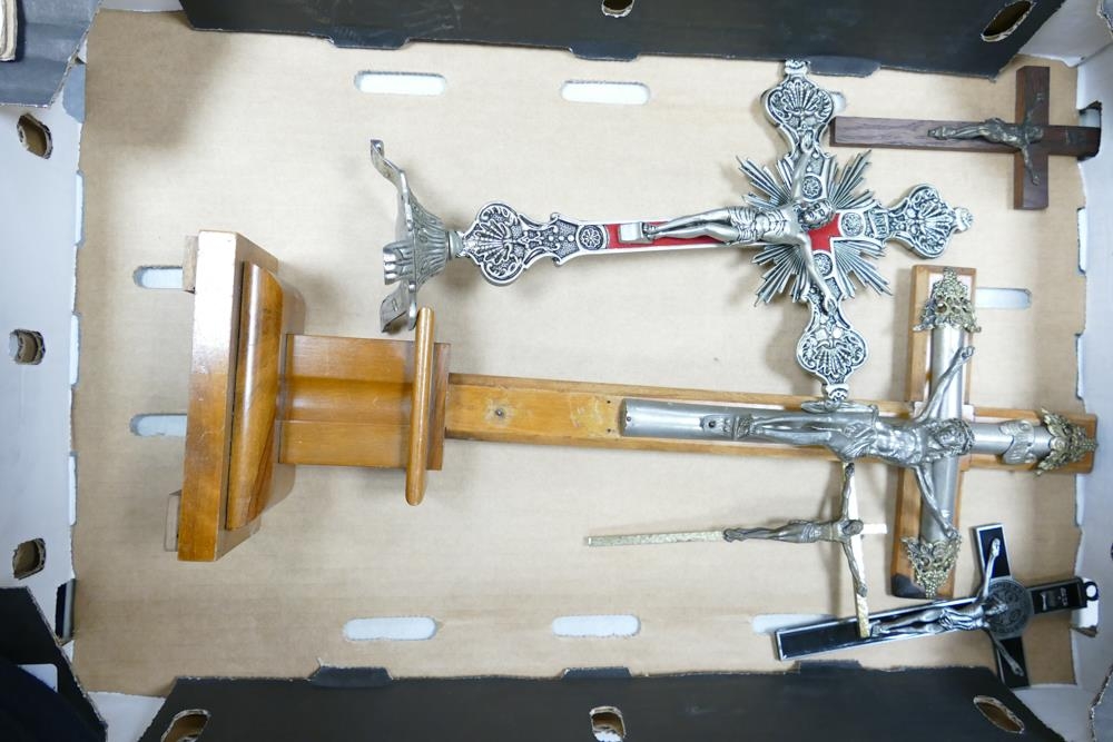 A collection of large Wood & Metal Crucifixes