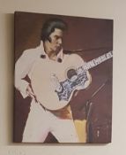 Modern Print on Mounted Canvas of The King of Rock & Roll Elvis Presley. Height: 75cm Width: 59.