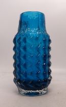 Whitefriars Pinecone Vase No. 9731 in Kingfisher Blue. Height: 17.5cm