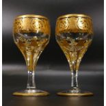 Two De Lamerie Fine Bone China heavily gilded Vodka / Baby Guinness Glasses , specially made high
