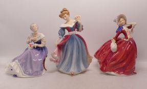 Three Royal Doulton Lady Figures to include Autumn Breezes HN1934, Figure of the Year Amy HN3316,