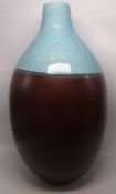 Large Modern Craquelure Turqoise and Brown Vase. Height: 45cm