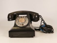 TEL Dial Telephone in Black, crack to upper earpiece.
