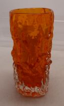 Whitefriars Bark vase NO 9689 in Tangerine, 15.5cm Height