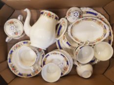 Grindley branded floral decorated tea set consisting of teapot, milk jug, lidded sugar bowl, large