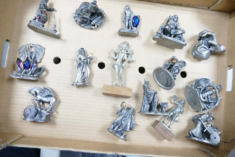 A collection of Myth & Magic Collectable Pewter Dragons & figures
